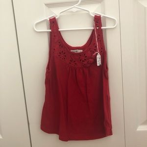 small red floral lace abercrombie tank top